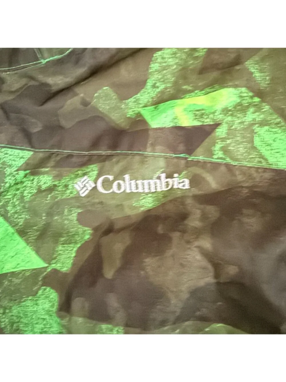 Columbia Boy's Windbreaker Jacket Sz L Green Camo Interchange Ski Rain Coat